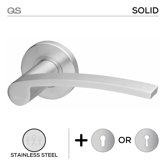 Main product view showing QS Stainless Steel Lever Handle — tough stainless shine for patio and sliding doors.