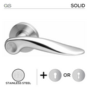 Morombe, Lever Handles, Solid, On Round Rose, With Escutcheons, Stainless Steel, QS-1
