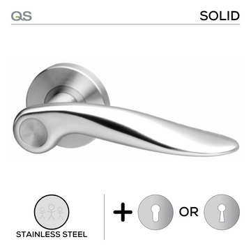 Main product view of QS Stainless Steel Lever Handle, made for patio and sliding doors with tough stainless shine.