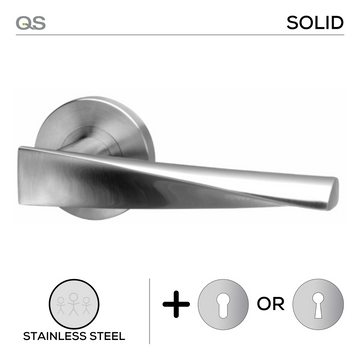 Main product view of QS Stainless Steel Lever Handle, made for patio and sliding doors with tough stainless shine.