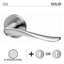 Nybro, Lever Handles, Solid, On Round Rose, With Escutcheons, Stainless Steel, QS-1