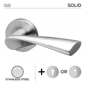 Main product view of QS Stainless Steel Lever Handle, made for patio and sliding doors with tough stainless shine.