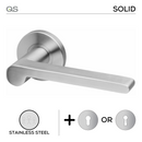 Sanda, Lever Handles, Solid, On Round Rose, With Escutcheons, Stainless Steel, QS-1