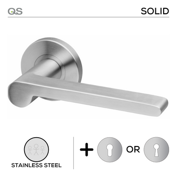 Main product view of QS Stainless Steel Lever Handle, made for patio and sliding doors with strong stainless style.