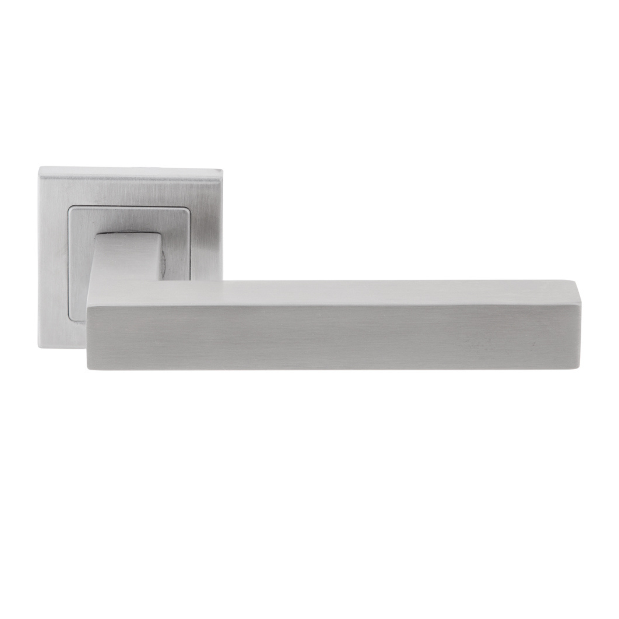 DSQ 901, Lever Handles, Square, On Square Rose, With Escutcheons, 143mm (l), Stainless Steel, DORMAKABA