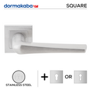 DSQ 903, Lever Handles, Square, On Square Rose, With Escutcheons, 148mm (l), Stainless Steel, DORMAKABA-1