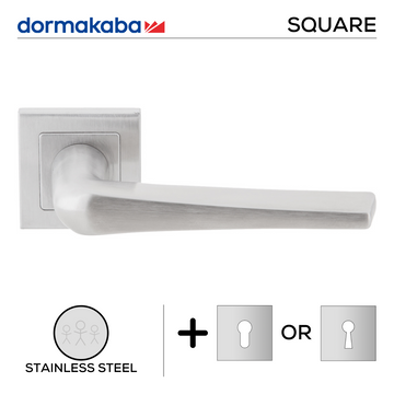 Main product view showing DORMAKABA Stainless Steel Lever Handle — tough stainless shine for patio and sliding doors, 148mm (l).