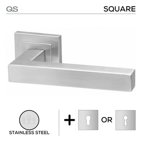 Dala, Lever Handles, Square, On Square Rose, With Escutcheons, Stainless Steel, QS