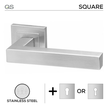 Main product view of QS Stainless Steel Lever Handle, made for patio and sliding doors with clean stainless confidence.
