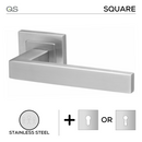 Main product view of QS Stainless Steel Lever Handle, made for patio and sliding doors with clean stainless confidence.