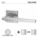 Sira, Lever Handles, Square, On Square Rose, With Escutcheons, Stainless Steel, QS-1