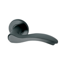 Salo Black, Lever Handle, Mork Range Form, On Round Rose, With Escutcheons, Black Stainless Steel, QS-2