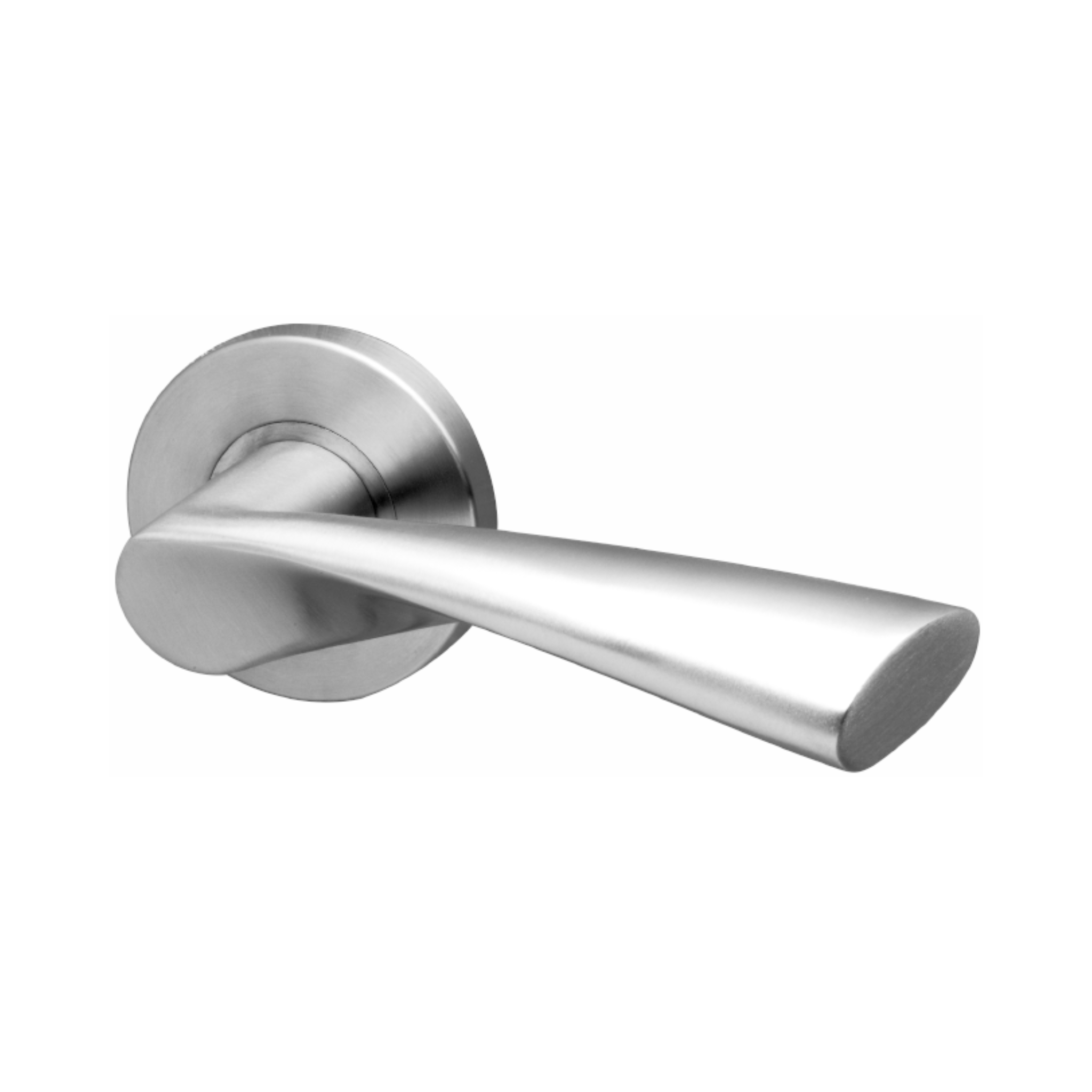 Sambava Form, Lever Handles, Form, On Round Rose, With Escutcheons, Stainless Steel, QS