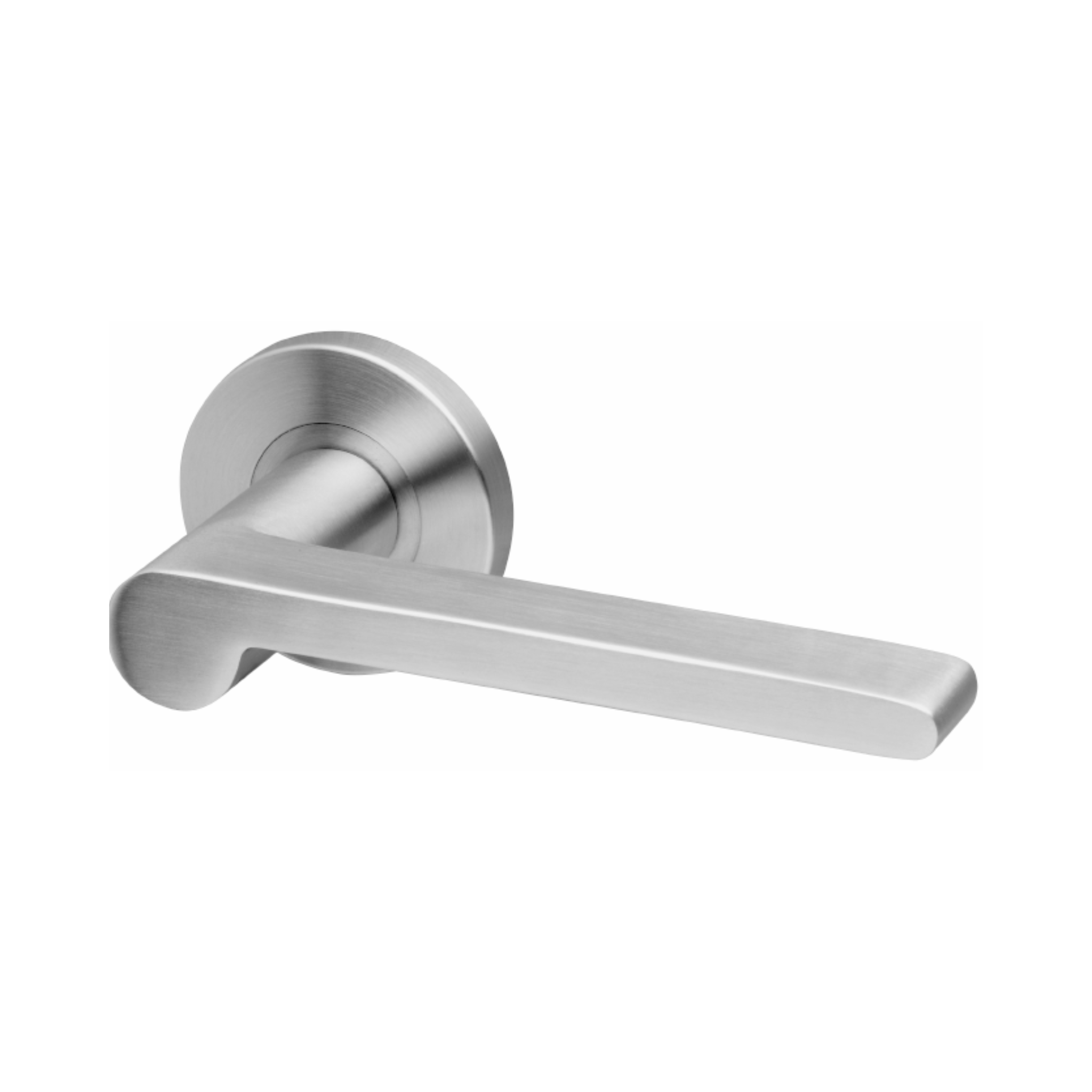Sanda, Lever Handles, Solid, On Round Rose, With Escutcheons, Stainless Steel, QS