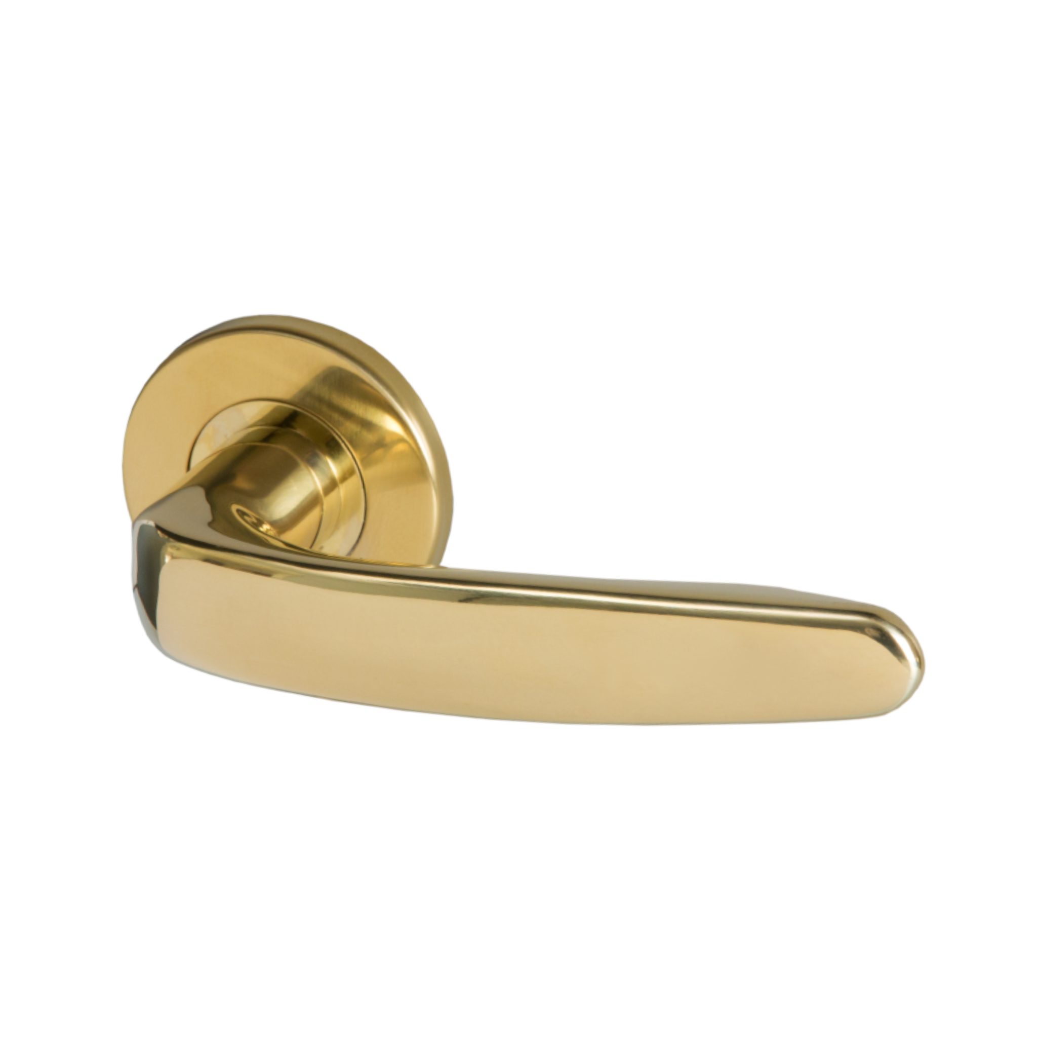 Skein PVD, Lever Handles, Form, On Round Rose, With Escutcheons, PVD Brass, QS