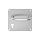 TH 120/BP Cylinder, Lever Handles, Tubular, On 170 x 170mm Back Plate, With Cylinder Escutcheons, 170mm (l), Stainless Steel, DORMAKABA-2