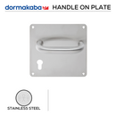 TH 120/BP Cylinder, Lever Handles, Tubular, On 170 x 170mm Back Plate, With Cylinder Escutcheons, 170mm (l), Stainless Steel, DORMAKABA-1