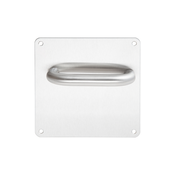 TH-120/BP-W/C-LH-SS, Lever Handles, Tubular, On 170 x 170mm Back Plate, With Bathroom (WC) Furniture, 170mm (l), Stainless Steel, DORMAKABA