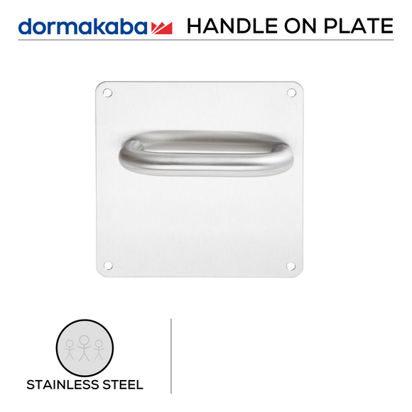 TH-120/BP-W/C-LH-SS, Lever Handles, Tubular, On 170 x 170mm Back Plate, With Bathroom (WC) Furniture, 170mm (l), Stainless Steel, DORMAKABA