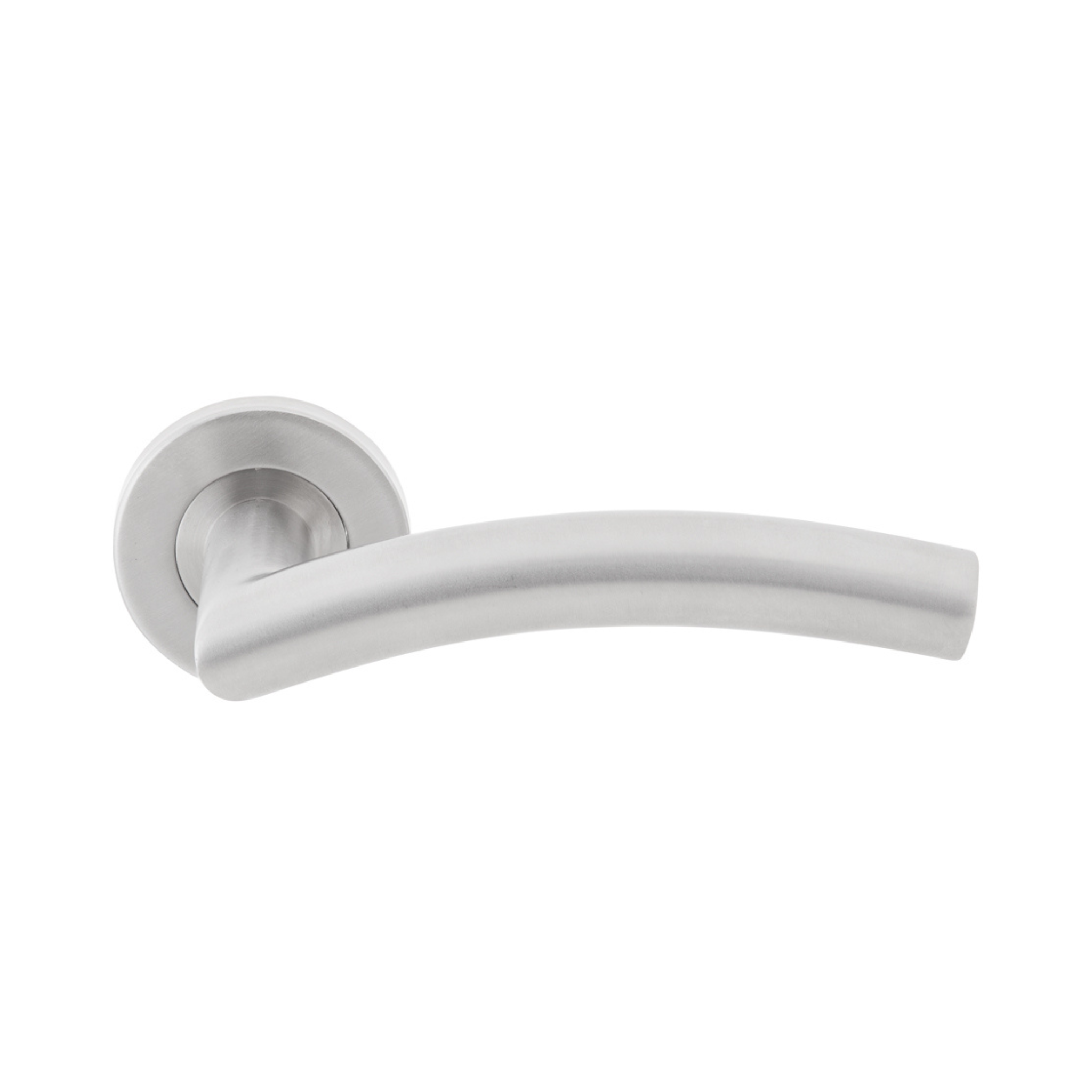 TH 123, Lever Handles, Tubular, On Round Rose, With Escutcheons, 143mm (l), Stainless Steel, DORMAKABA