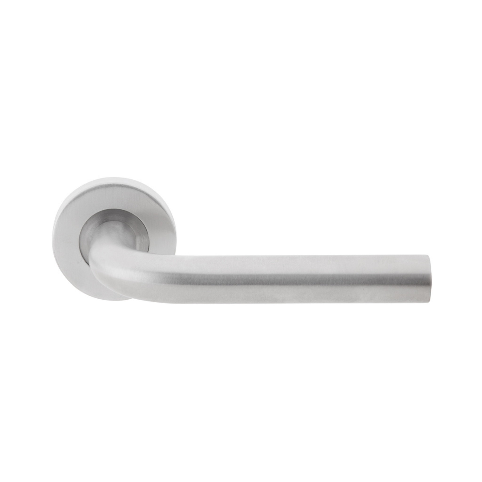 TH 126, Lever Handles, Tubular, On Round Rose, With Escutcheons, 148mm (l), Stainless Steel, DORMAKABA