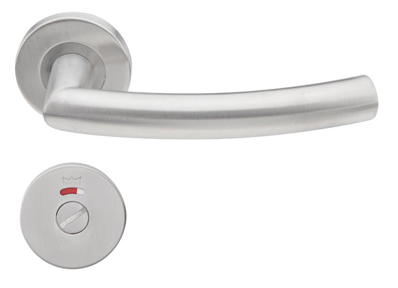 TH 128 Bathroom W/C, Lever Handles, Tubular, On Round Rose, With Bathroom (WC) Indicator Set - DWC 005, 152mm (l), Stainless Steel, DORMAKABA