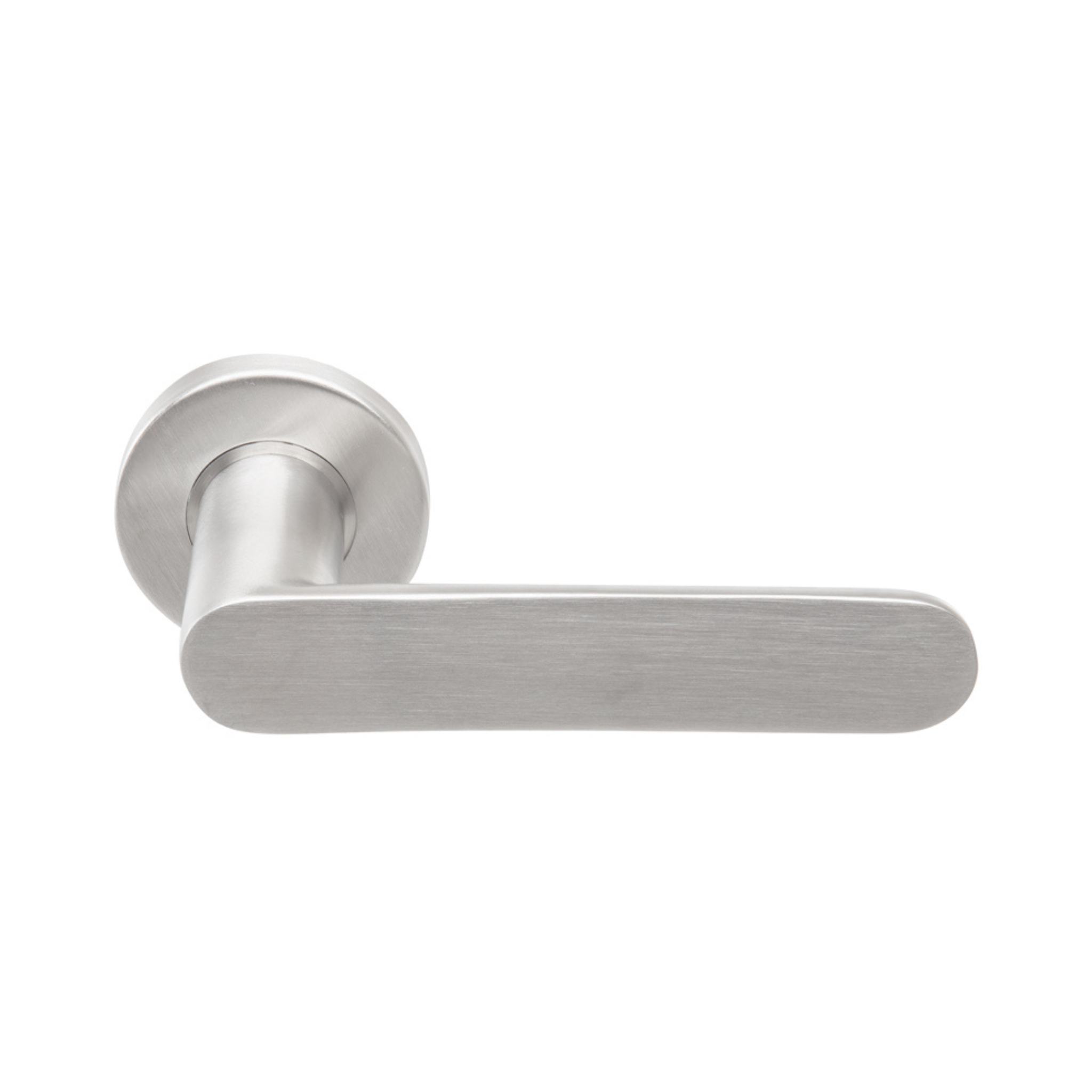 TH 132, Lever Handles, Tubular, On Round Rose, With Escutcheons, 140mm (l), Stainless Steel, DORMAKABA