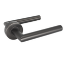 FT02.R._.MBL, Lever Handles, Tubular, On Round Rose, With Escutcheons, 134mm (l), Matt Black, CISA-2
