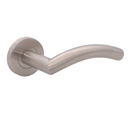 FT03.R._.TR, Lever Handles, Tubular, On Round Rose, With Escutcheons, 134mm (l), Stainless Steel with Tarnish Resistant, CISA-2