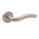 FT12.R._.SS, Lever Handles, Tubular, On Round Rose, With Escutcheons, Stainless Steel, CISA-2