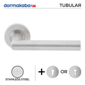 Main product view of DORMAKABA Stainless Steel Lever Handle, made for patio and sliding doors with tough stainless shine, 143mm (l).