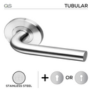 Coupe  Oslo -Rose, Lever Handles, Tubular, Round Rose, With Escutcheons, Stainless Steel, QS-1
