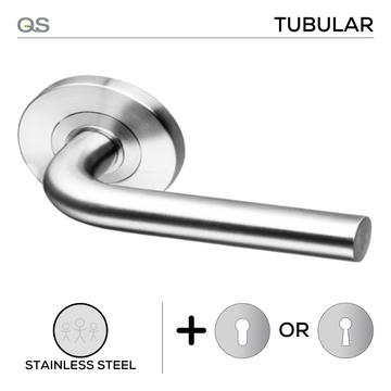 QS Stainless Steel Lever Handle for patio and sliding doors, main product view with strong stainless style.