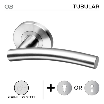 QS Stainless Steel Lever Handle main product view; clean stainless confidence for a better door setup.