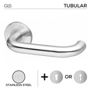 Kiruna, Lever Handles, Tubular, On Round Rose, With Escutcheons, Stainless Steel, QS-1