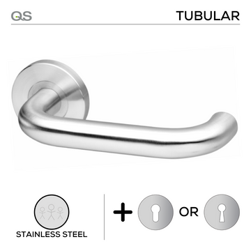 Main product view of QS Stainless Steel Lever Handle, made for patio and sliding doors with clean stainless confidence.