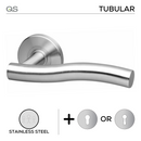 Namsos, Lever Handles, Tubular, On Round Rose, With Escutcheons, Stainless Steel, QS-1