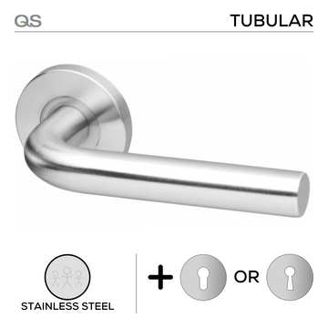 Main product view showing QS Stainless Steel Lever Handle — strong stainless style for patio and sliding doors.