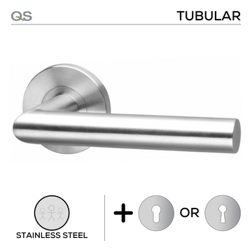 Main product view of QS Stainless Steel Lever Handle, made for patio and sliding doors with tough stainless shine.