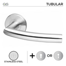 Turku, Lever Handles, Tubular, On Round Rose, With Escutcheons, Stainless Steel, QS-1