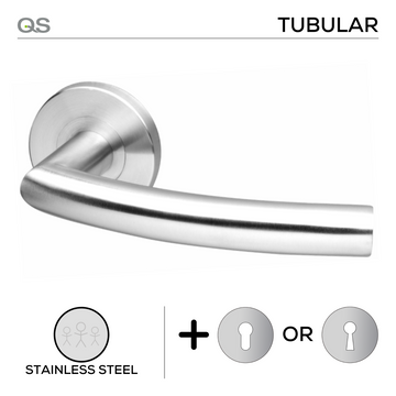 Main product view showing QS Stainless Steel Lever Handle — tough stainless shine for patio and sliding doors.