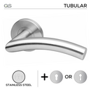 Umea, Lever Handles, Tubular, On Round Rose, With Escutcheons, Stainless Steel, QS-1