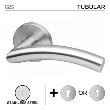 Main product view showing QS Stainless Steel Lever Handle — strong stainless style for patio and sliding doors.
