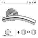 Vaasa, Lever Handles, Tubular, On Round Rose, With Escutcheons, Stainless Steel, QS-1