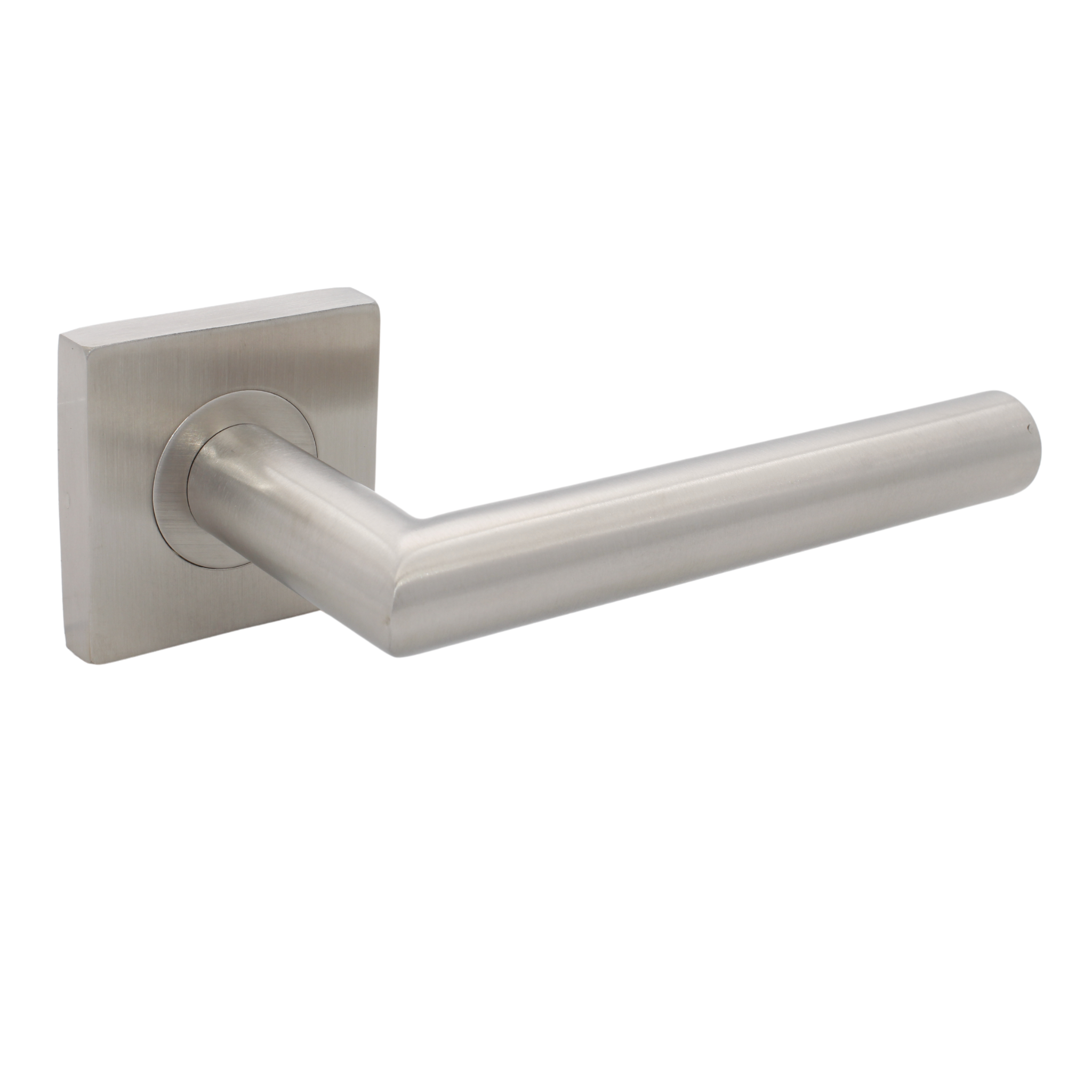 FT02.S._.TR, Lever Handles, Tubular, On Square Rose, With Escutcheons, 134mm (l), Stainless Steel with Tarnish Resistant, CISA