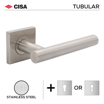 CISA Stainless Steel Lever Handle for patio and sliding doors, main product view with strong stainless style, 134mm (l).