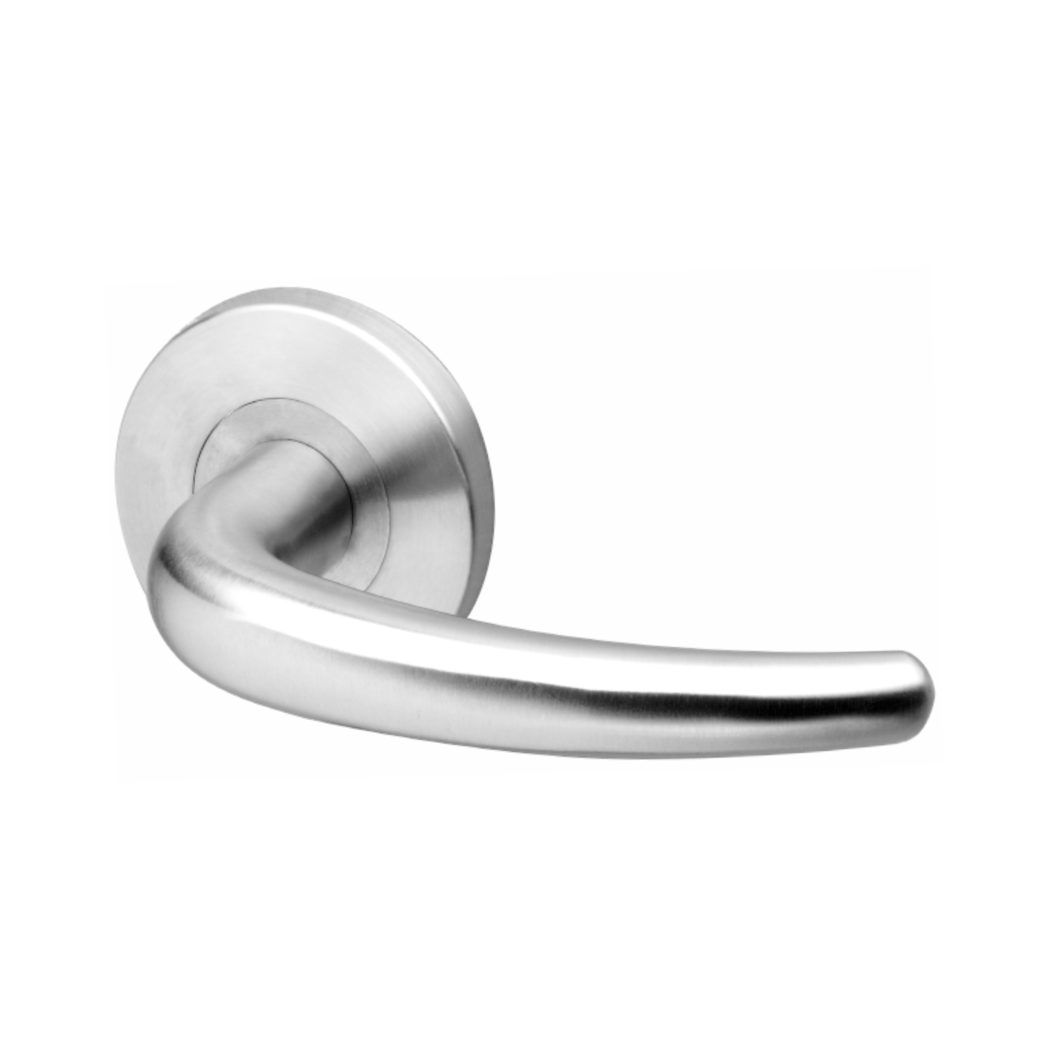 Tuva, Lever Handles, Form, On Round Rose, With Escutcheons, Stainless Steel, QS